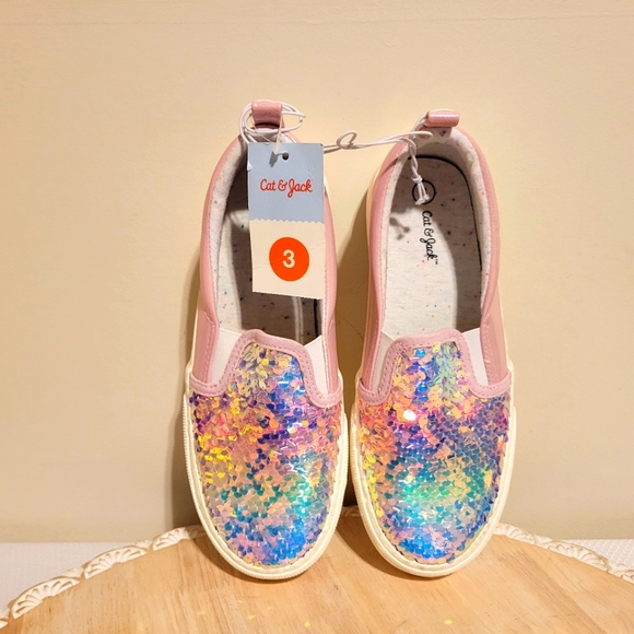 Cat & Jack Other - New Cat & Jack Girls Aliki Pink Flip Sequin Slip-On Sneakers